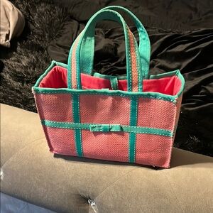 Ralph Lauren Pink and Green Tote Bag with Durable Fabric